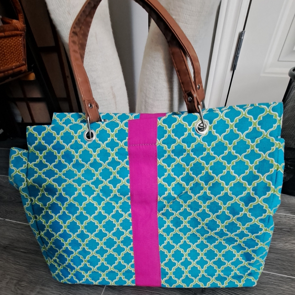 Tri Coastal Design Large canvas open tote bag overnight travel beach spa footed